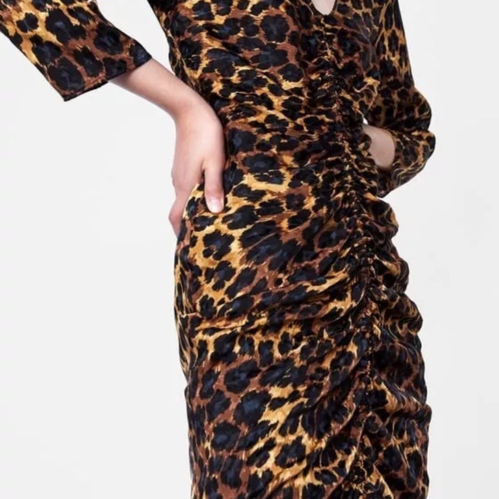 Zara animal print ruched mini dress - Picture 4 of 13